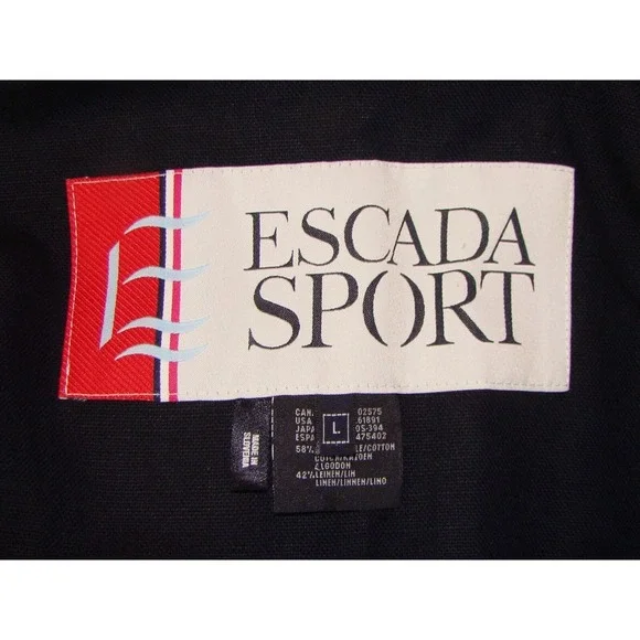 ESCADA SPORT WOMENS NAVY DOUBLE BREASTED GOLD BUTTON PEA COAT JACKET LARGE  D151 - Picture 2 of 10